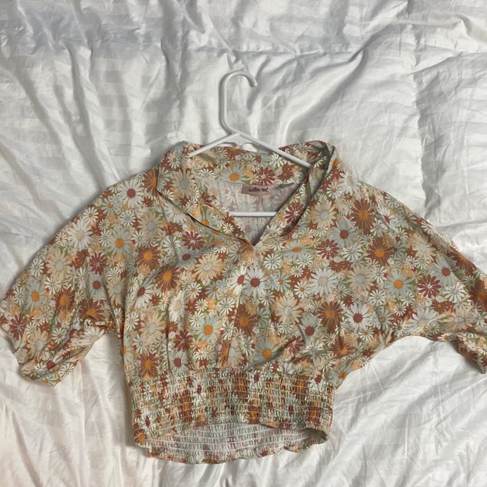 Blouse cream color with flowers willow root